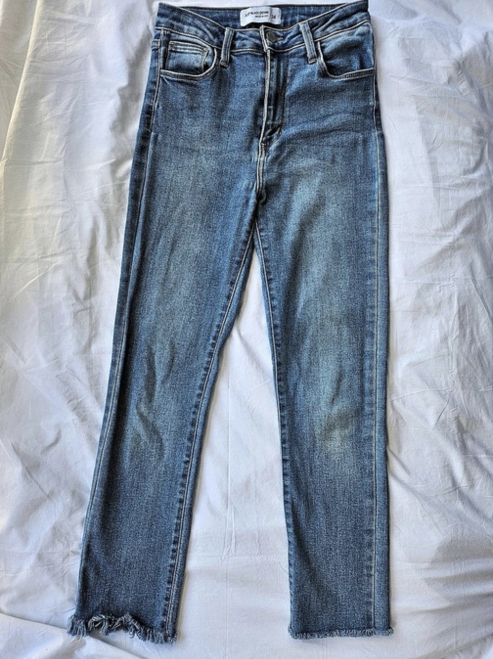 Just Black Denim High-Rise Raw Hem Light Wash Skinny Jeans Size 26